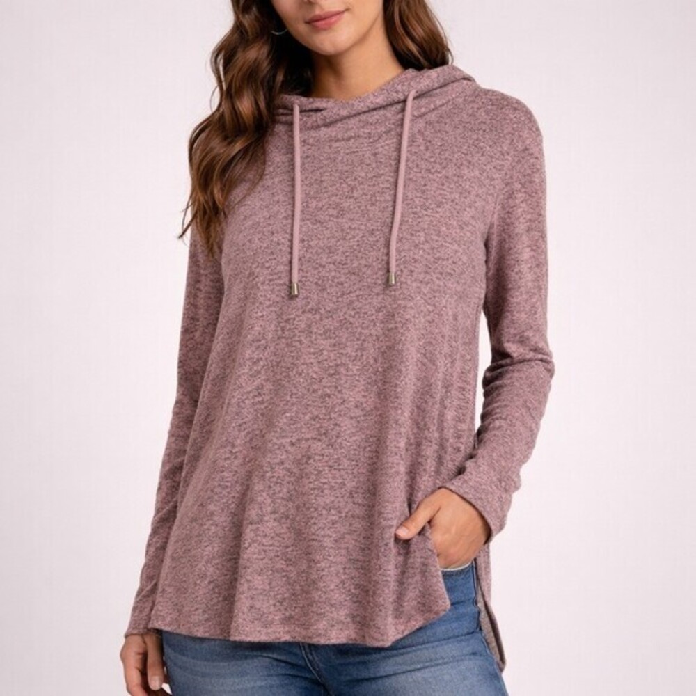 Premise Tunic Top Womens Size S Mauve Hooded Pullover Long Sleeve